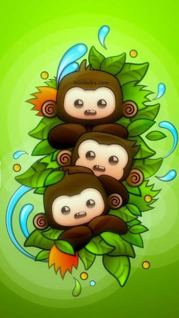 可爱的卡通猴和猴娃娃手机图片 16640)