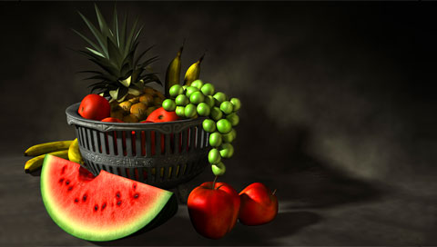 3D设计-满篮子的水果 18029)