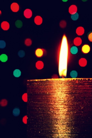 圣诞节气氛里的蜡烛和霓虹灯光壁纸 26270)