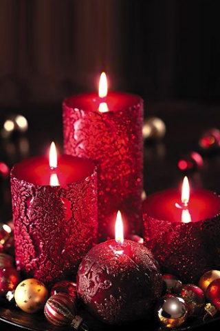 圣诞节气氛里的蜡烛和霓虹灯光壁纸 26273)