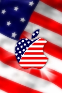 由美国国旗设计成的苹果LOGO